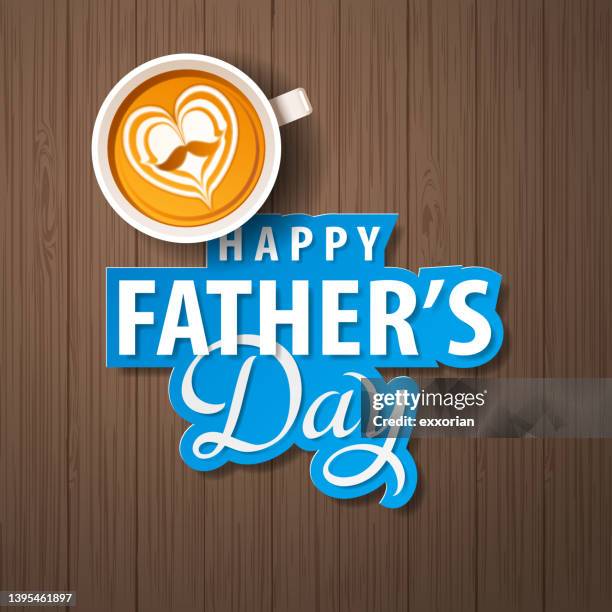 vatertag kaffeeschaum herz - fathers day text stock-grafiken, -clipart, -cartoons und -symbole