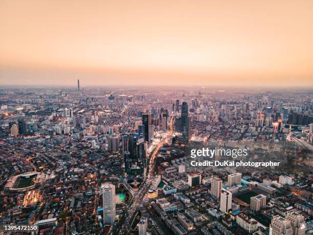 beautiful sunset in tianjin city - tianjin stock pictures, royalty-free photos & images