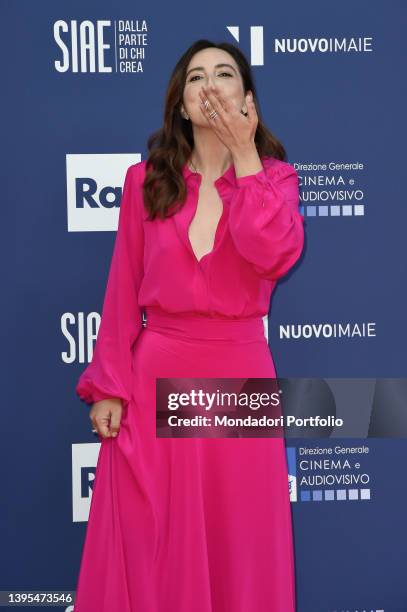 Italian actress Anna Ferraioli Ravel during the red carpet of the 67th edition of the David di Donatello at Cinecittà Studios. Rome , May 3rd, 2022