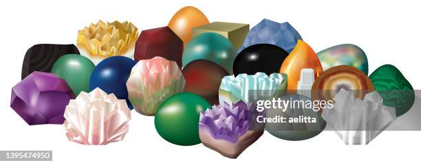 stockillustraties, clipart, cartoons en iconen met collection of crystals and minerals. - jade gemstone