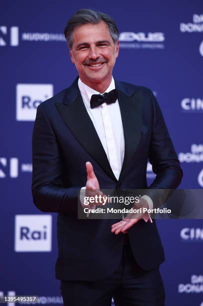 Italian actor Beppe Convertini on the red carpet of the 67th David Di Donatello in the studios of Cinecittà. Roma , May 3rd, 2022