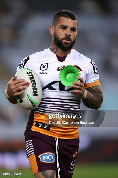 Adam Reynolds of the Broncos warms up during the round nine NRL match between the South Sydney Rabbitohs and the Brisbane Broncos at Accor Stadium,...