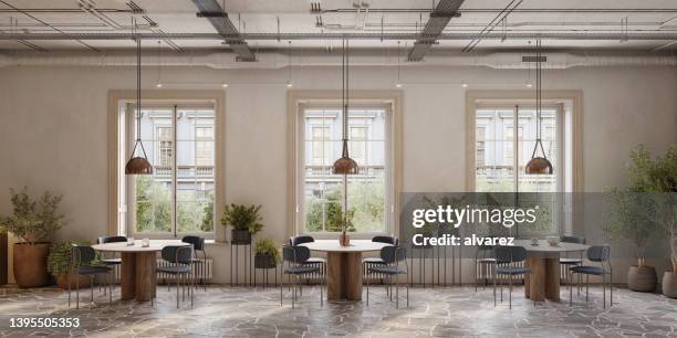 interior of a modern coffee shop - restaurant interieur stock pictures, royalty-free photos & images