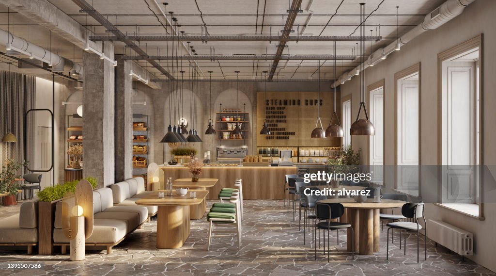 Interieur eines modernen Cafés mit schönen Möbeln