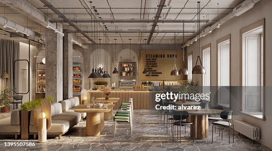 Interior Of Modern Cafe With Beautiful Furniture High-Res Stock Photo ...