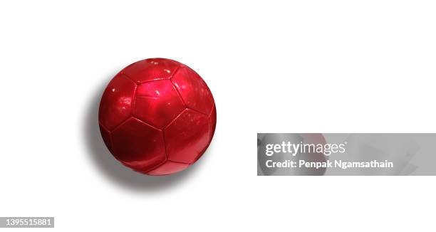 red ball shadow overlay on white background - fussball freisteller stock-fotos und bilder