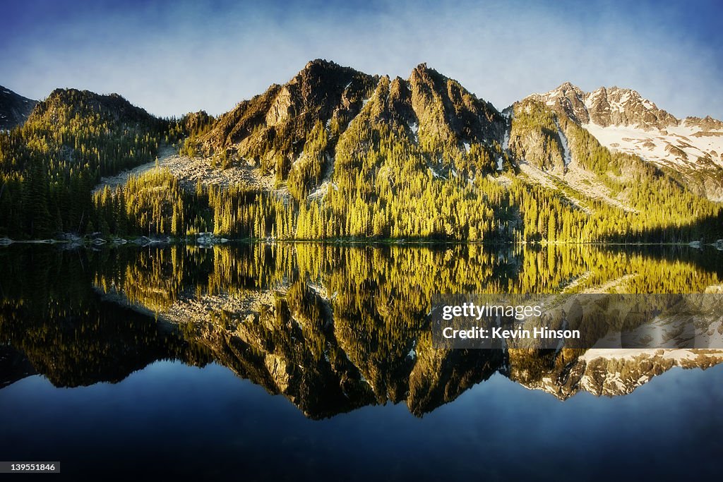 Mountain reflection on Stuart Lake