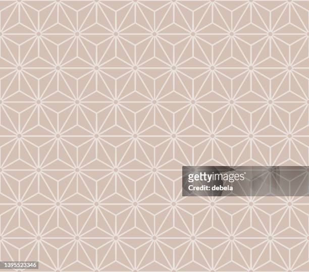stockillustraties, clipart, cartoons en iconen met beige asanoha geometric pattern. ornamental japanese hemp leaves background. - japanese pattern