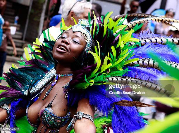 Masquerader parades at Carnival on February 21, 2012 in Port of Spain, Trinidad.