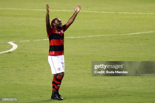 Vagner Love of Flamengo celebrates a scored goal againist Vasco during the semifinal match as part of Rio State Championship 2012 at Engenhao Stadium...