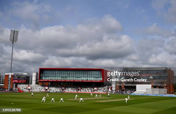General view of play during the LV= Insurance County Championship match between Lancashire and Warwickshire at Emirates Old Trafford on May 05, 2022...