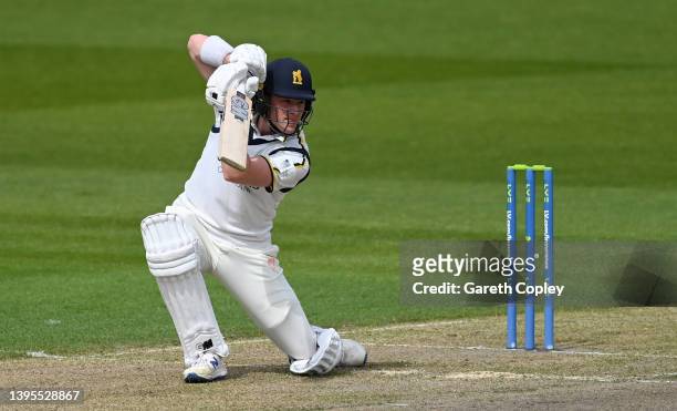Rob Yates of Warwickshire bats during the LV= Insurance County Championship match between Lancashire and Warwickshire at Emirates Old Trafford on May...