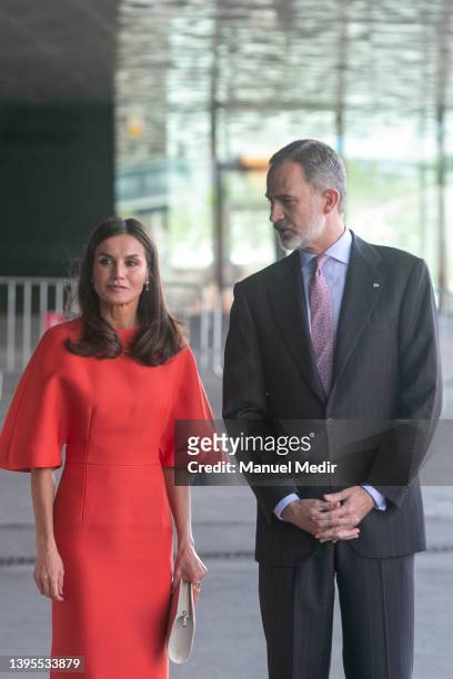 King Felipe IV of Spain and Queen Letizia of Spain attend the 'Investigation National Awards' at CCIB on May 5, 2022 in Barcelona, Spain.