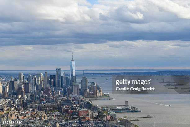 View of the skyline from the Allspring Global Investments: New Brand Launch at PEAK at Hudson Yards on April 27, 2022 in New York City.