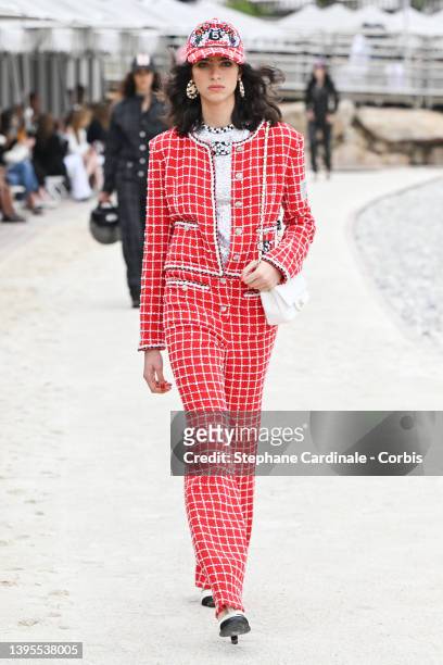 Model walks the runway during the Chanel Cruise 2023 Collection on May 05, 2022 in Monte-Carlo, Monaco.