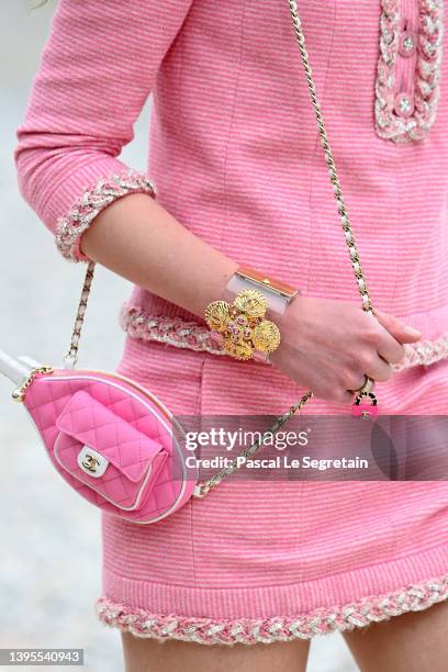 Model, bag detail walks the runway during the Chanel Cruise 2023 Collection on May 05, 2022 in Monte-Carlo, Monaco.