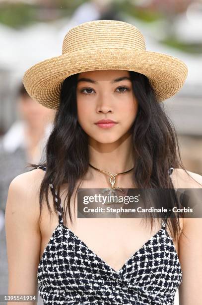 Model walks the runway during the Chanel Cruise 2023 Collection on May 05, 2022 in Monte-Carlo, Monaco.