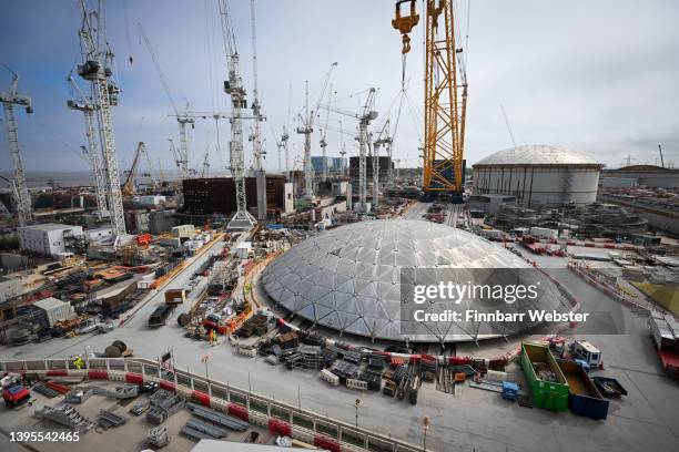 General view of construction work at Hinkley Point C on May 05, 2022 in Bridgwater, England. The first new nuclear power station to be built in the...