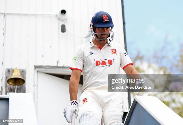 Sir Alastair Cook of Essex walks out to bat after lunch during Day One of the LV= Insurance County Championship match between Essex and Yorkshire at...