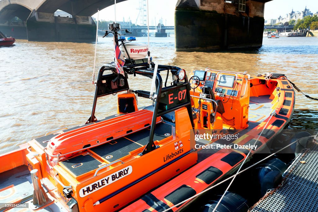 RNLI E-Class Lifeboat, the Hurley Burly, at Tower Lifeboat Station on the Thames
