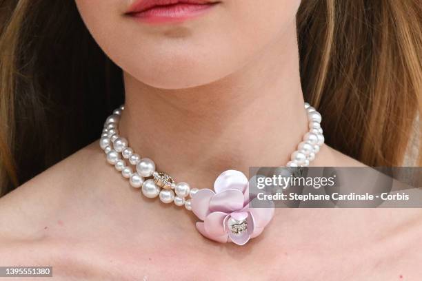 Model walks the runway during the Chanel Cruise 2023 Collection on May 05, 2022 in Monte-Carlo, Monaco.