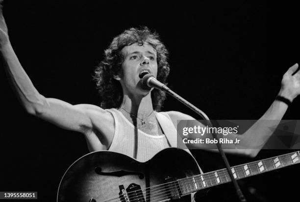 Scottish Singer, songwriter and musician Donovan performs in concert at the Long Beach Arena, September 27, 1977 in Long Beach, California.