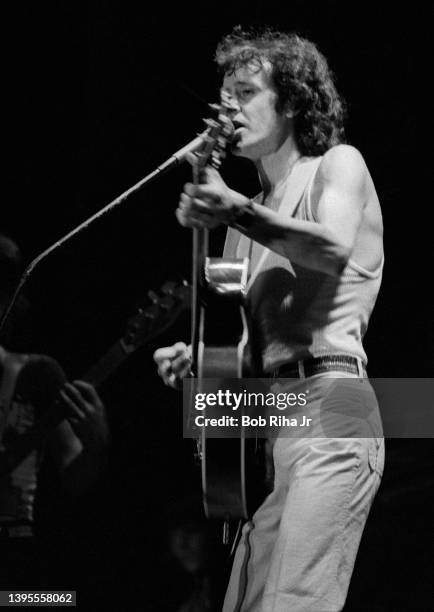 Scottish Singer, songwriter and musician Donovan performs in concert at the Long Beach Arena, September 27, 1977 in Long Beach, California.