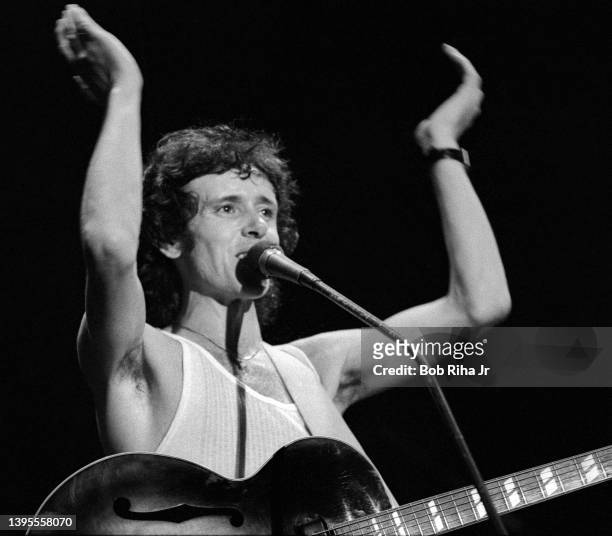 Scottish Singer, songwriter and musician Donovan performs in concert at the Long Beach Arena, September 27, 1977 in Long Beach, California.