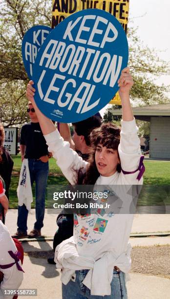 Pro-Choice supporters outside a Planned Parenthood facility, March 23, 1989 in Cypress, California.