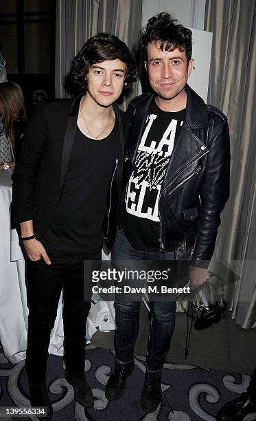 Harry Styles and Nick Grimshaw attend a party hosted by Vauxhall Motors to celebrate their collaboration with menswear designer James Small following...