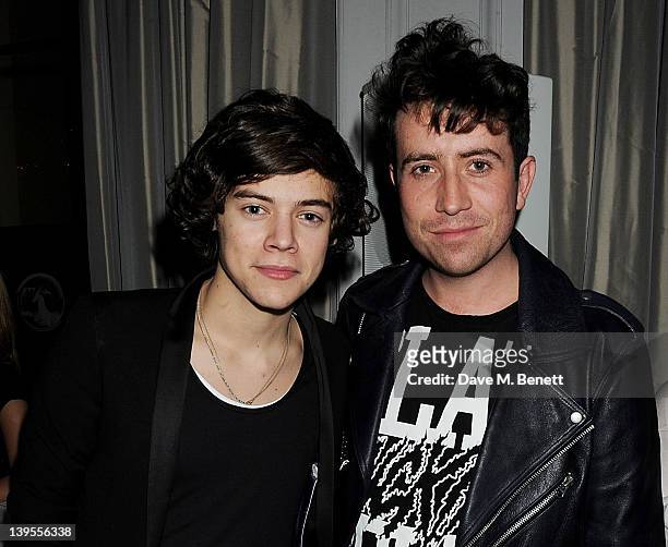 Harry Styles and Nick Grimshaw attend a party hosted by Vauxhall Motors to celebrate their collaboration with menswear designer James Small following...