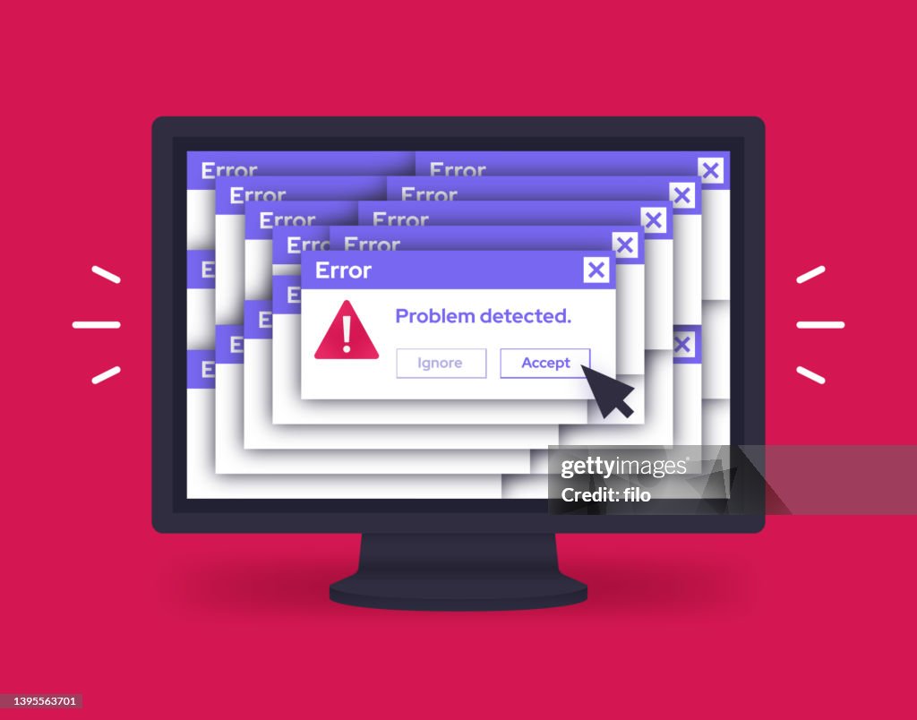 Error Message Operating System Problem Computer Screen High-Res Vector ...