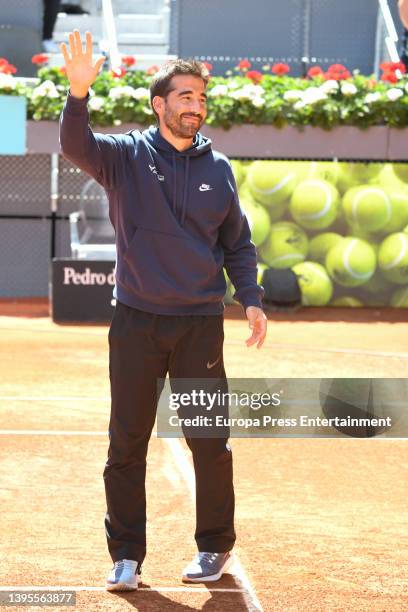 Tennis player Marc Lopez receives a tribute to his career at the Mutua Madrid Open, on May 5 in Madrid, Spain.