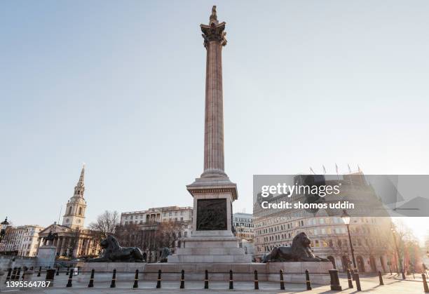 london trafalgar square in early morning light - trafalgar square stock-fotos und bilder