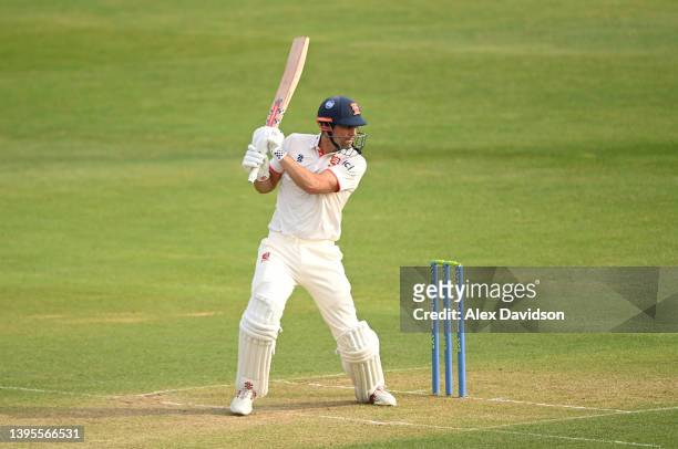Sir Alastair Cook of Essex hits runs during Day One of the LV= Insurance County Championship match between Essex and Yorkshire at The Cloud County...