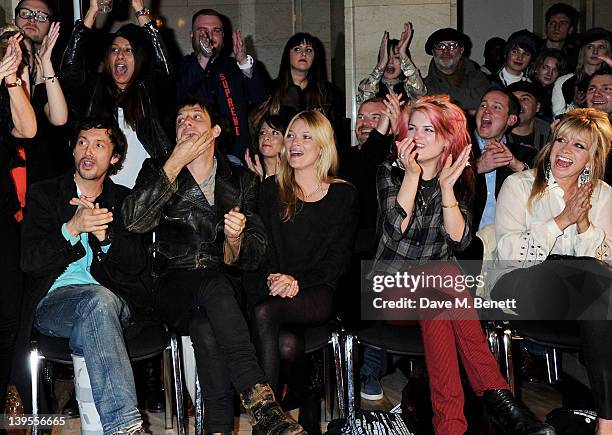 Dan Macmillan, Jamie Hince, Kate Moss, Alison Mosshart and Jo Wood attend the James Small Menswear Autumn/Winter 2012 show during London Fashion Week...