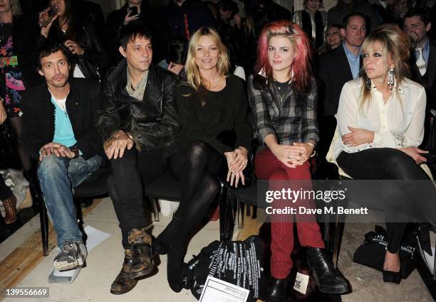 Dan Macmillan, Jamie Hince, Kate Moss, Alison Mosshart and Jo Wood attend the James Small Menswear Autumn/Winter 2012 show during London Fashion Week...