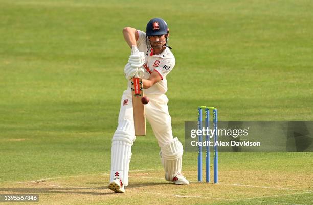 Sir Alastair Cook of Essex hits runs during Day One of the LV= Insurance County Championship match between Essex and Yorkshire at The Cloud County...