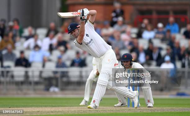 Dom Sibley of Warwickshire bats during the LV= Insurance County Championship match between Lancashire and Warwickshire at Emirates Old Trafford on...