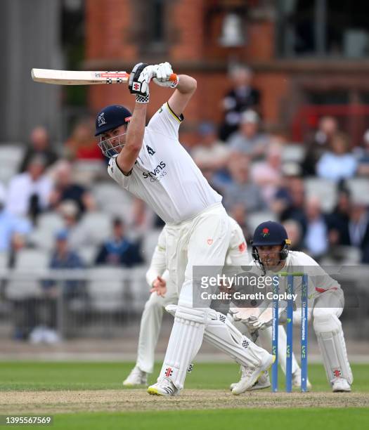 Dom Sibley of Warwickshire bats during the LV= Insurance County Championship match between Lancashire and Warwickshire at Emirates Old Trafford on...
