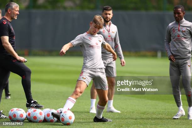 Tyler Dibbling during a Southampton FC training session at the Staplewood Campus on May 05, 2022 in Southampton, England.
