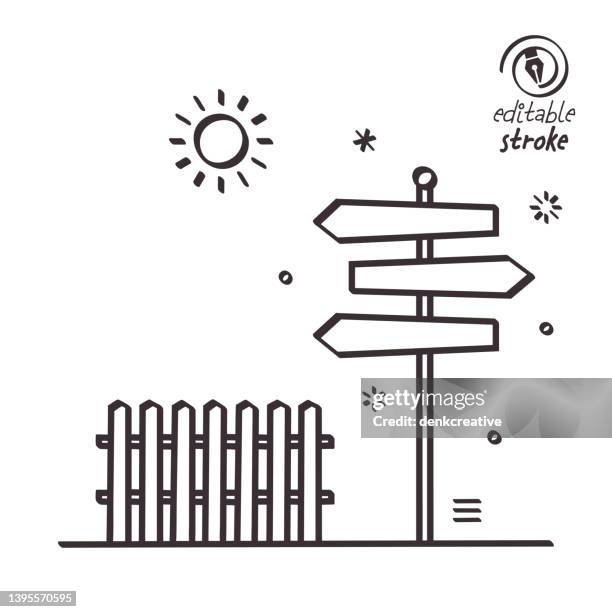 ilustrações, clipart, desenhos animados e ícones de ilustração de linha lúdica para sinais de crossroad - sinal de rodovia transversal