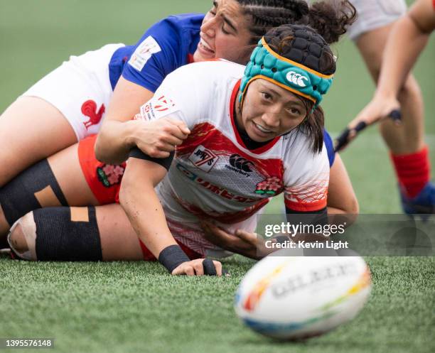 Marin Kajiki of Japan looks on versus France during a Women's HSBC World Rugby Sevens Series match at Starlight Stadium on April 30, 2022 in...