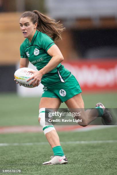 Kate Farrell McCabe of Ireland runs with the ball versus Brazil during a Women's HSBC World Rugby Sevens Series match at Starlight Stadium on April...
