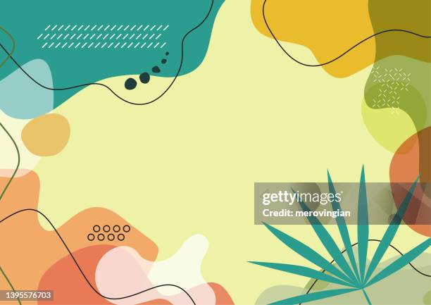 abstract simply background with natural line arts - summer theme - - newsletter design stock illustrations