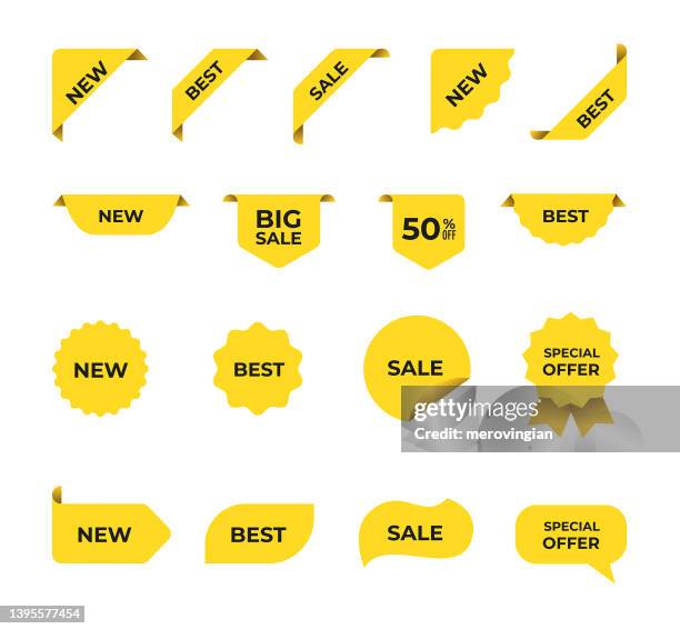 stockillustraties, clipart, cartoons en iconen met sale price tag product badges - commercial sign