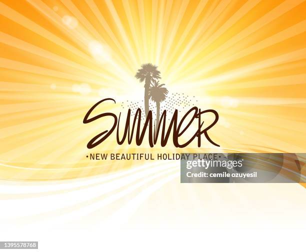 sunny placard - spring palm tree background stock illustrations