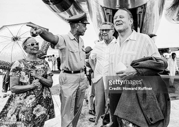 Married couple, Agatha Davis and US Air Force Lieutenant General Benjamin O Davis Jr welcome Canadian-born American media personality Art Linkletter...