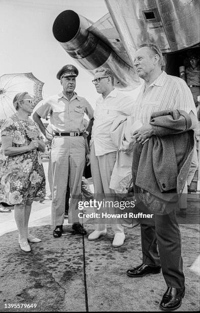 Married couple, Agatha Davis and US Air Force Lieutenant General Benjamin O Davis Jr welcome Canadian-born American media personality Art Linkletter...