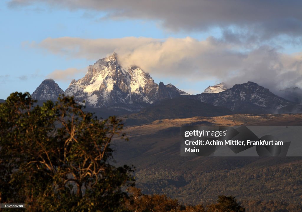 Mount Kenya in late afternoon sunlight